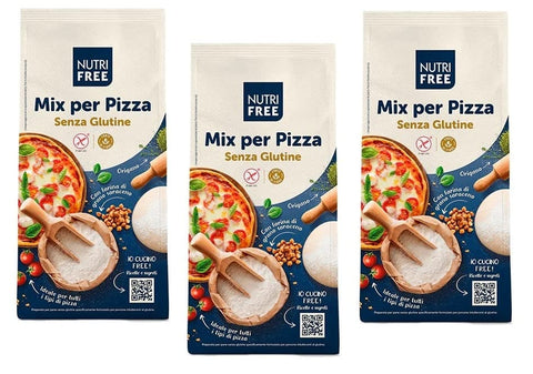 Italian Gourmet Brot 3x Nutri Free Mix per Pizza Mehl Laktose- und Milcheiweißfrei Glutenfrei 1Kg-Packung Ideal für alle Arten von Pizza 8008696026580