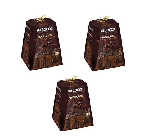 Italian Gourmet Brot & Backwaren 3x Balocco Maxicioc Pandoro Extra Dark – Italienischer Weihnachtskuchen mit extra dunkler Schokolade – 800g – Premium-Tradition aus Italien