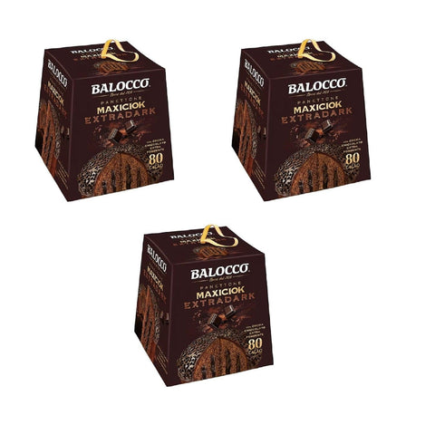 Italian Gourmet Brot & Backwaren 3x Balocco Maxicioc Panettone Extra Dark – Italienischer Weihnachtskuchen mit extra dunkler Schokolade – 800g – Original aus Italien