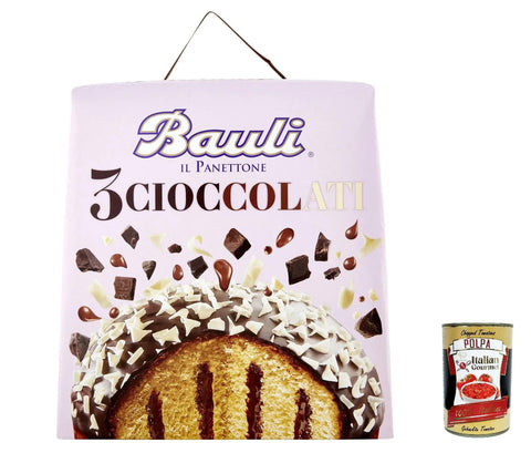 Italian Gourmet Brot & Backwaren 3x Bauli Panettone 3 Cioccolati mit Milchschokolade Creme 750g Italienisches Backprodukt Kuchen mit Schokolade bedeckt ohne Rosinen und ohne kandierte Früchte Weihnachtstradition 8001720424949