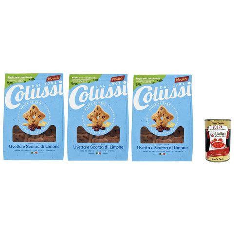 Colussi Kekse, Rosinen und Zitronenschalen 500 GR Brot & Backwaren italienisch Original