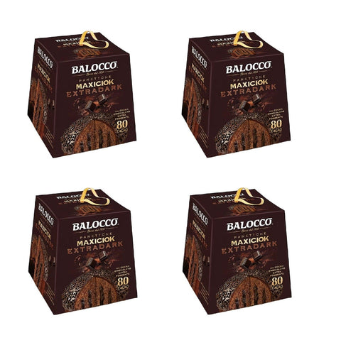 Italian Gourmet Brot & Backwaren 4x Balocco Maxicioc Panettone Extra Dark – Italienischer Weihnachtskuchen mit extra dunkler Schokolade – 800g – Original aus Italien