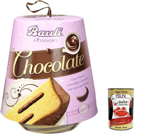 Italian Gourmet Brot & Backwaren 4x Bauli Pandoro Chocolate mit Schokoladencreme verziert mit gesüßtem Kakao 750g + Italian gourmet polpa 400g 8001720414407