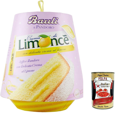 Italian Gourmet Brot & Backwaren 4x Bauli Pandoro con crema Limoncè weich pandoro mit Zitronencreme 750g + Italian Gourmet polpa 400g 8001720414360