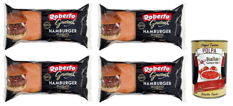 Roberto Gourmet Hamburger Glassato Brot mit Glasur,Packung mit 300 g, Jede Packung enthält 4 Hamburger Buns italienisch Original
