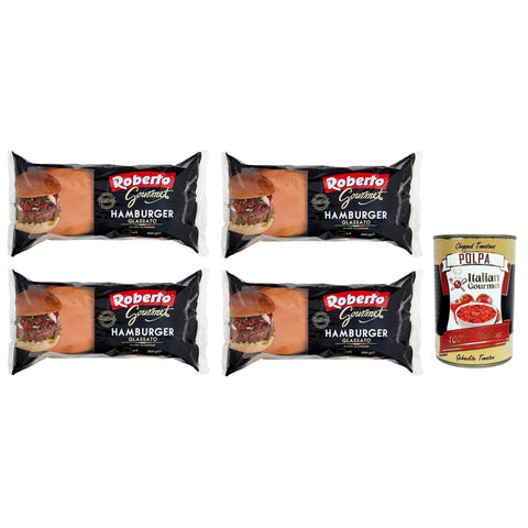 Roberto Gourmet Hamburger Glassato Brot mit Glasur,Packung mit 300 g, Jede Packung enthält 4 Hamburger Buns italienisch Original