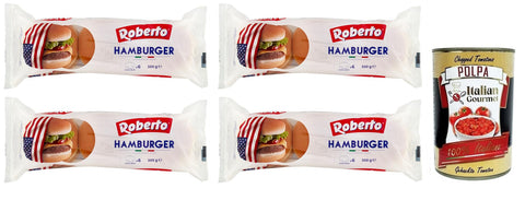 Roberto Hamburger Brot Packung mit Jede Packung enthält 6 Hamburger Buns 300 g 4x italienisch Original Pastasauce + gratis Polpa di Pomodoro 400 g Dose