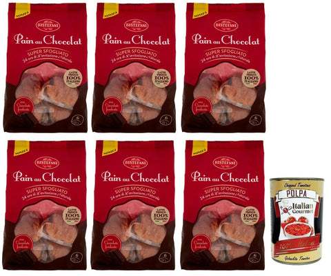 6x Bistefani Pain au Chocolat Natürlich Gesäuertes Backprodukt gefüllt mit Schokoladentropfen, 270 g Packung, jede Packung enthält 6 Schokoladenbrot ab 45 g