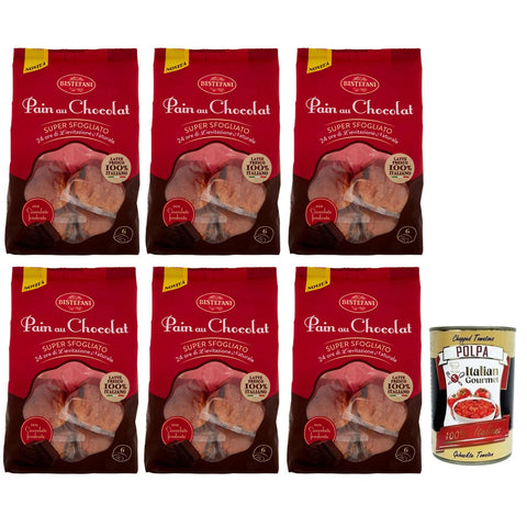 6x Bistefani Pain au Chocolat Natürlich Gesäuertes Backprodukt gefüllt mit Schokoladentropfen, 270 g Packung, jede Packung enthält 6 Schokoladenbrot ab 45 g