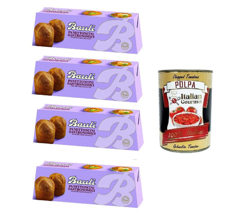 Italian Gourmet Brot & Backwaren Bauli Panettoncini gastronomici Gourmet-Panettone 4 Böden für herzhafte Füllungen 4x 320gr + Italian Gourmet polpa 400g 8032804040014