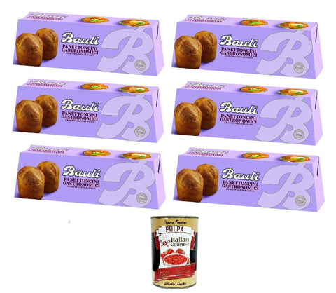 Italian Gourmet Brot & Backwaren Bauli Panettoncini gastronomici Gourmet-Panettone 4 Böden für herzhafte Füllungen 6x 320gr + Italian Gourmet polpa 400g 8032804040014