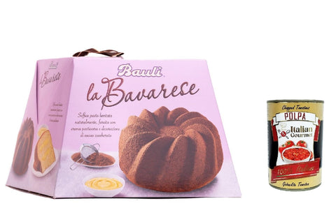 Italian Gourmet Brot & Backwaren Bauli Torta La Bavarese Kuchen mit gesüßtem Kakao überzogen und mit Vanillepudding gefüllt 700g + Italian gourmet polpa 400g 8001720425748
