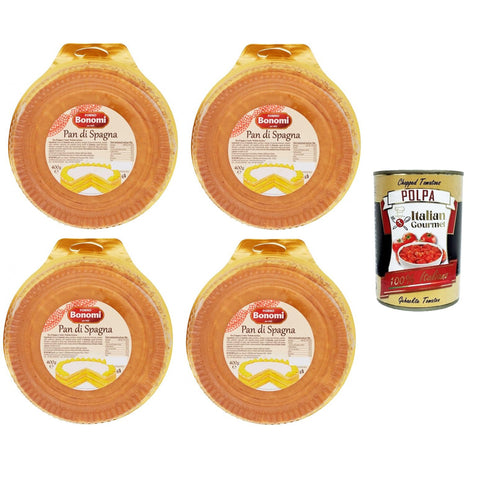 Forno Bonomi Pan Di Spagna Pronto da farcire tre strisce Füllfertiger Biskuitkuchen mit drei Streifen 4x 400 gr italienisch Original