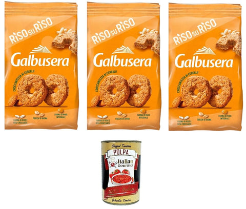 Italian Gourmet Brot & Backwaren Galbusera Riso su Riso Mürbeteig mit der Leichtigkeit von Reis und der Güte von Getreide 3x 290gr + Italian gourmet polpa 400g 8002190006888