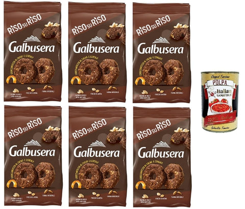 Italian Gourmet Brot & Backwaren Galbusera RISOSURISO Mürbebrot mit Reis, Getreide und Kakao 6x290gr + Italian Gourmet polpa 400g 8002190006895