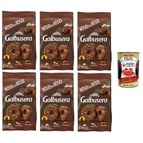 Galbusera RISOSURISO Mürbebrot mit Reis Getreide und Kakao 6x290 g italienisch Original + kostenlos polpa 400 g