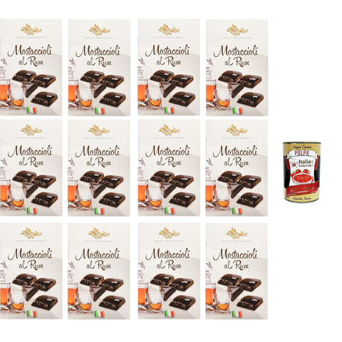 Maja Mostaccioli al Rum Mostaccioli mit klassischem süßem Weihnachtsrum 12x200 italienisch Original Pastasauce + kostenlos polpa 400 g