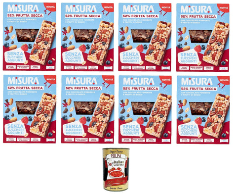 Misura Barretta con Frutta Secca Cioccolato Fondente e Frutti di BoscoRiegel mit Trockenfrüchten dunkler Schokolade und Beeren | Ohne Zuckerzusatz 8x120 g