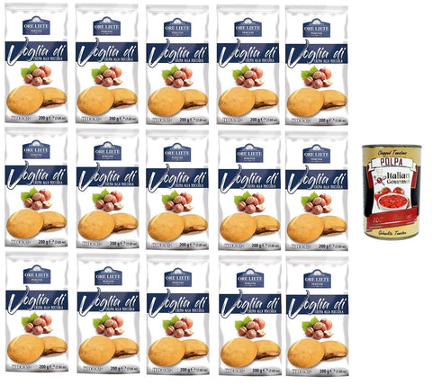 Italian Gourmet Brot & Backwaren Ore Liete Perugia- Voglia Di Biscotti di frolla ripieni di Crema alla Nocciola Lust auf Mürbeteigkekse gefüllt mit Haselnusscreme 15x200gr+ Italian Gourmet polpa 400g 8032804040014