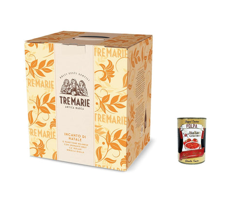 Italian Gourmet Brot & Backwaren Tre marie "Incanto Di Natale" Panettone milanese in astuccio e Bottiglia Tre Marie „Christmas Enchantment“ Mailänder Panettone im Etui und in der Flasche 750gr + Italian Gourmet polpa 400g 8032804040014