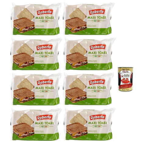 Roberto 8er Pack Original italienisches Maxi Toast Essenza mit Olivenöl Sandwich Toast Brot ideal für die mediterrane Küche Sandwichtoast in 500 g Packung italienisch