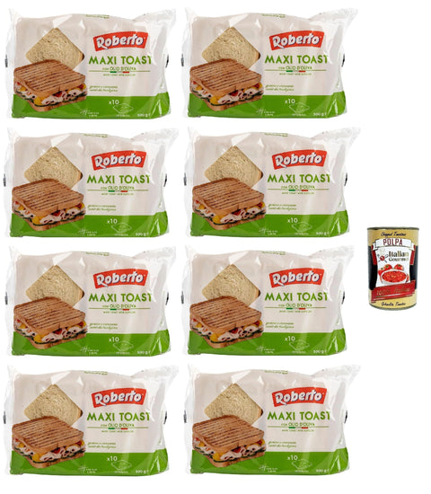 Roberto 8er Pack Original italienisches Maxi Toast Essenza mit Olivenöl Sandwich Toast Brot ideal für die mediterrane Küche Sandwichtoast in 500 g Packung italienisch