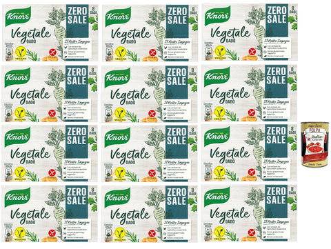 Italian Gourmet Brühe 12x Knorr Dado Vegetale Zero Sale, Brühwürfel mit Gemüse und Rindfleisch aus nachhaltiger Forstwirtschaft, salzfrei, glutenfrei, laktosefrei, ohne Farbstoffe + Italian Gourmet polpa 400g 8032804040014