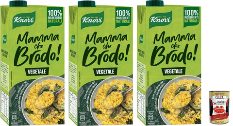 Italian Gourmet Brühe & Fond 3x Knor Mamma che Brodo! Vegetale Gemüse 1Lt +Italian gourmet polpa 400g 8720182716385