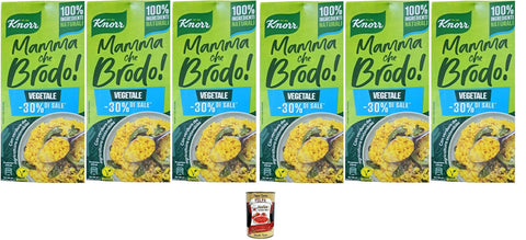Italian Gourmet Brühe & Fond 6x Knor Mamma che Brodo! Vegetale -30% aus Salz Gemüse 1Lt +Italian gourmet polpa 400gr 8720182761958