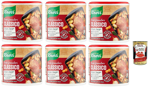 Italian Gourmet Brühe Knorr brodo granulare classico granulierte Brühe, 6x 150 g, Nachhaltige Gemüsebrühe, glutenfrei, Laktose und Konservierungsmittel, ideal für Suppen und gegrilltes Fleisch + Italian Gourmet polpa 400g 8032804040014
