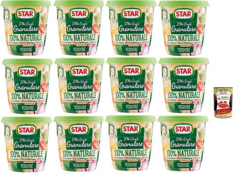 Italian Gourmet Brühe STAR Il Mio Brodo Granulare 100% Naturale Vegetale, 12x 150gr, reich an Geschmack, Palmöl ohne Glutamat, Gluten -frei. Hervorragend zum Geschmack Ihrer Rezepte + Italian Gourmet polpa 400g 8032804040014