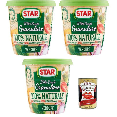 Star Il Mio Brodo Granulare 100% Naturale Vegetale, 3x 150 gr, reich an Geschmack, Palmöl ohne Glutamat, Gluten frei. Hervorragend zum Geschmack Ihrer Rezepte italienisch Original