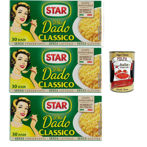 Star il mio Dado Classico 30 Dadi Suppenwürfel Brühe klassisch reich an Geschmack 3x300 g italienisch Original Pastasauce + kostenlos polpa 400 g