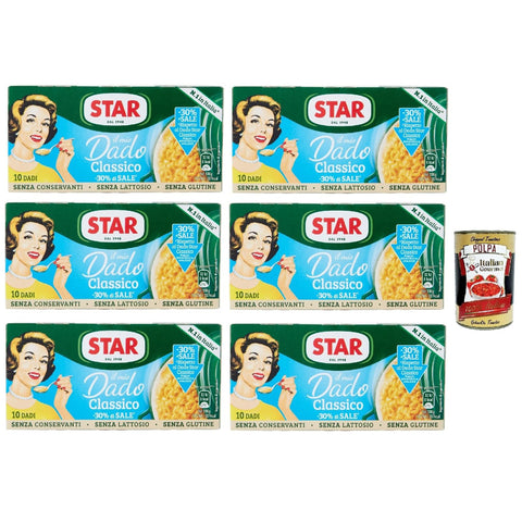 Star il mio Dado Classico 30% di Sale 10 Dadi, Suppenwürfel Brühe klassisch reich an Geschmack mit 30% salz, 6x 100 g italienisch Original