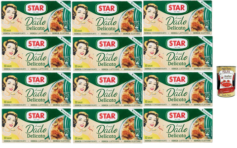 Italian Gourmet Brühe Star il mio Dado Delicato 10 Dadi, Suppenwürfel Brühe empfindlich reich an Geschmack, 12x 100 g + Italian Gourmet polpa 400g 8032804040014
