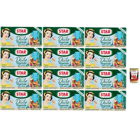 Star il mio Dado Vegetale 30% di Sale 10 Dadi, Suppenwürfel Brühe mit 9 Gemüsesorte reich an Geschmack mit 30% salz, 12x 100 g italienisch Original