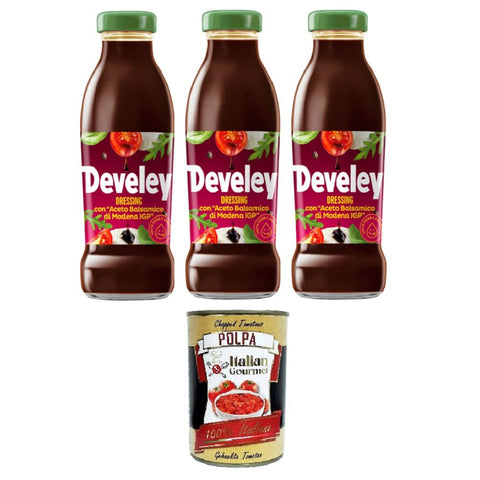 Develey Dressing-Sauce-Dressing mit Balsamico-Essig aus Modena IGP 3x230 ml italienisch Original + kostenlos polpa 400 g