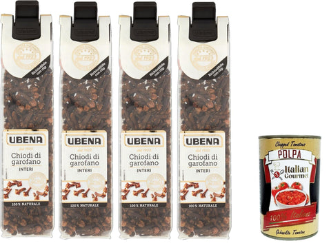 Italian Gourmet Cayenne UBENA,Chiodi di Garofano Interi, Ganze Gewürznelken, Ideal zum Aromatisieren von Cremes, Fleischgerichten und Aufgüssen, 4x20-g-Beutel im Clip-Format + Italian Gourmet polpa 400g 8032804040014