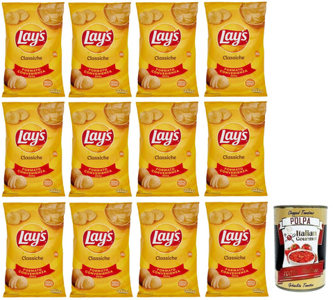 Italian Gourmet Chips 12x Lay's Classiche Chips Patatine Kartoffelchips gesalzen 300g Kartoffel chips + Italian Gourmet Polpa di Pomodoro 400g Dose 8410199013613