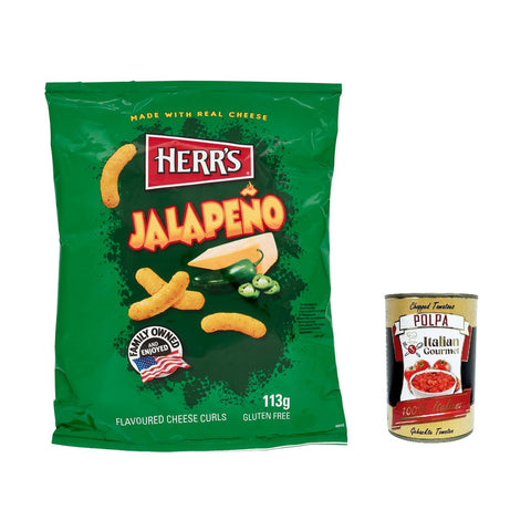 Herr's Jalapeño Cheese Curls, Kartoffel chips snack Jalapeño Käse Geschmack 113 g italienisch Original