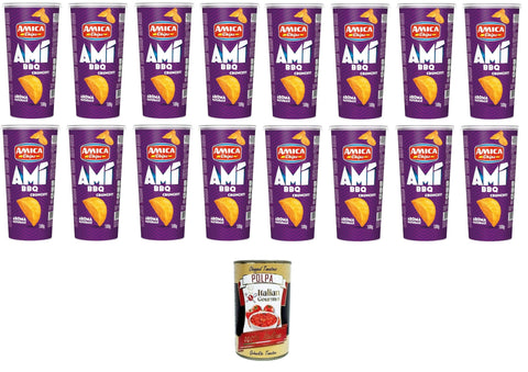 Italian Gourmet Chips Amica Chips AMI' Crunchy BBQ 16x 100gr + Italian Gourmet polpa 400g 8032804040014