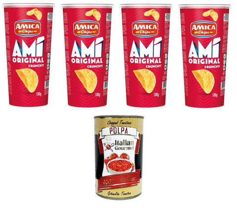 Italian Gourmet Chips Amica Chips AMI' Crunchy Original 4x 100gr + Italian Gourmet polpa 400g 8032804040014