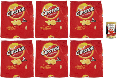 Italian Gourmet Chips Cipster the Original, Chips di Patate Croccanti, Knusprige Kartoffelchips, leichter Geschmack und ikonische Form, 6x 132 g + Italian Gourmet polpa 400g 8032804040014
