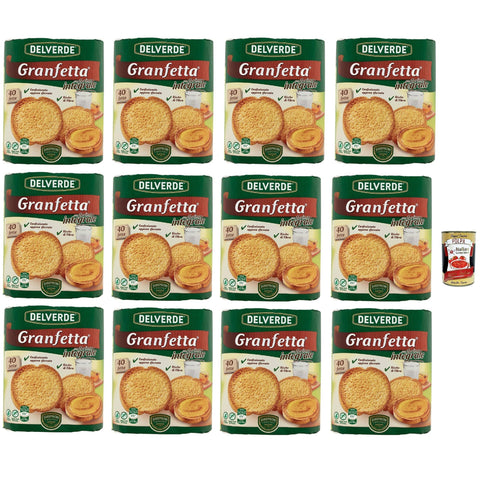 Delverde Granfetta Fette Biscottate Integrali mit Vollkornmehl 40 fette Vollkorn Zwieback Kekse 12x 300 g italienisch Original