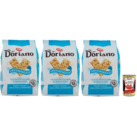 Doria Doriano Crackers a basso contenuto di sale ohne Salzkörner Salzgebäck gesalzen kekse 3x700 g italienisch Original Snack + kostenlos polpa 400 g