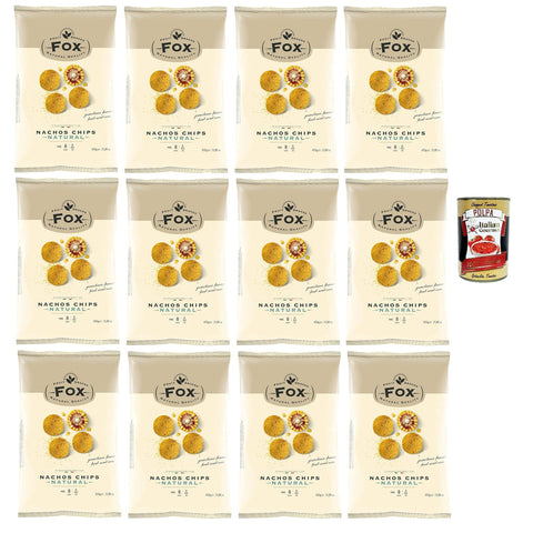 FOX Natural Quality Nachos Mais Chips Natural, Corn Nachos, crisps chips, appetizer, 12x 450 g italienisch Original