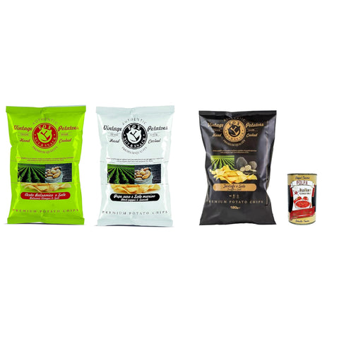FOX Natural Quality Vintage Potatoes Test set, italienische handgefertigte Kartoffel crisps chips 3x120 g Original Kartoffelchips + kostenlos polpa 400 g