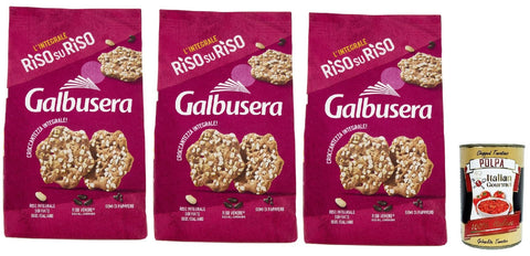 Italian Gourmet Chips Galbusera RisosuRiso panetti con riso Venere, riso integrale soffiato e semi di papavero, crackers mit Venus -Reis, Puffs Full Rice und Mohnsamen, 3x 200g + Italian Gourmet polpa 400g 8032804040014