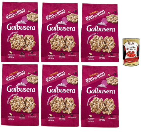 Italian Gourmet Chips Galbusera RisosuRiso panetti con riso Venere, riso integrale soffiato e semi di papavero, crackers mit Venus -Reis, Puffs Full Rice und Mohnsamen, 6x 200g + Italian Gourmet polpa 400g 8032804040014