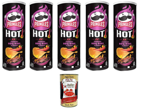 Italian Gourmet Chips HOT Smokin' BBQ Ribs Flavour 5x 160gr + Italian Gourmet polpa 400g 8032804040014
